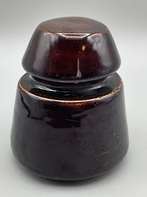 Vintage Antique BROWN CERAMIC GLAZED GLASS INSULATOR  • $14.39
