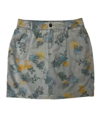 Christopher & Banks Womens Mini Skort Skirt Blue Floral Denim Pockets 8 New • $10.49