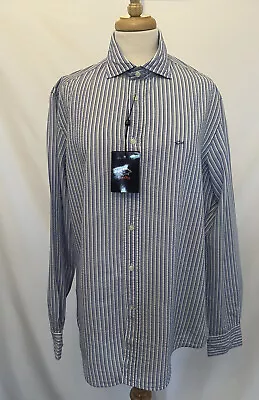 Paul & Shark Cheesecloth Shirt Mens Blue/White Size 41 (46 Inch Chest) #REF23 • $56.83