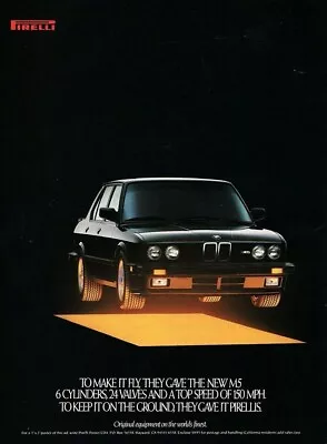 BMW M5 Pirelli Vintage Ad Poster 12x16 Reprint Yellow • $14.99