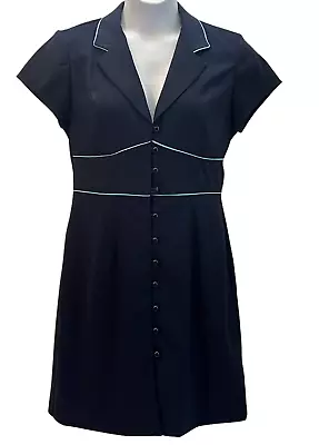 Giorgio Fiorlini Sz 12 Fit M-L Retro 50s Style Shirt Dress Navy Rockabilly Pinup • $34.99