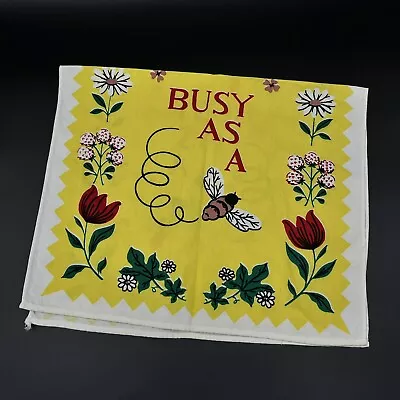 Vintage Retro Busy As A Bee Cotton Tea Towel Bees Flowers • $15