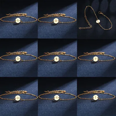 £2.27 • Buy Gold Girl Alphabet Letter Initial Friendship Bridesmaid Gift Card Chain Bracelet