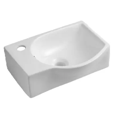 Bathroom Wash Sink Basin Small Wall Hung Gloss White Left Hand Ceramic • £33.99