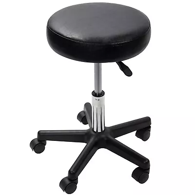 Round Salon Stool Hydraulic Adjustable Swivel Chair On Wheels Barber Chair Black • £23.99