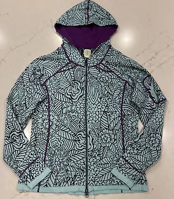 Title Nine Womens MoBetta Full Zip Cardigan Aqua Purple Sweater Hoodie Jacket L • $25.99