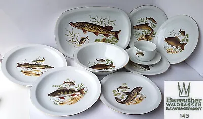 Porcelain Fish Service BAREUTHER WALDSASSEN BAVARIA Germany Um 1960 N190 • $536