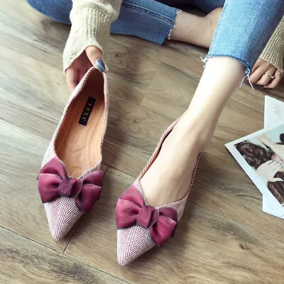 Women Big Bowknot Lady Flats Soft Sole Moccasins Shoes Slip On Flat Heel Shoes • $35