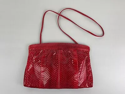 Bags By VARON - VTG 1970's Red Snakeskin Snake Skin Crossbody Bag Purse • $30