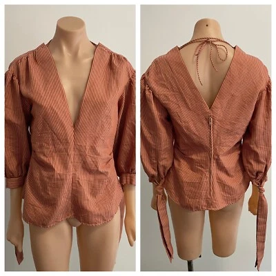 $69 • Buy Scanlan & Theodore Clay Stripe Blouse Size 10