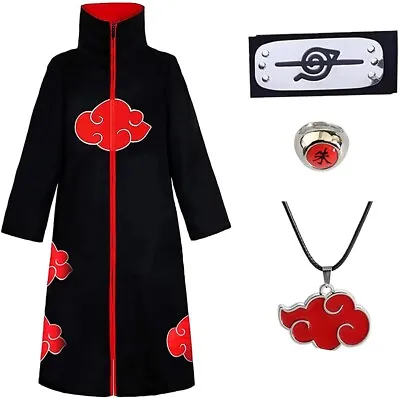 Akatsuki Uchiha Itachi Cosplay Costume Anime Ninja Naruto Cloak Outfits • £10