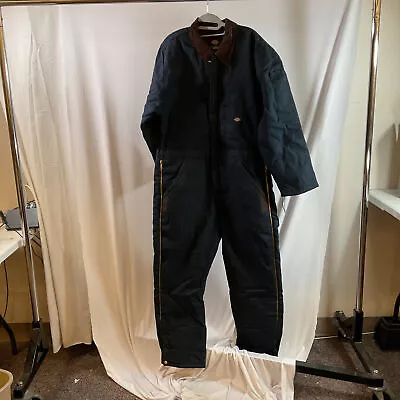 Dickies Mens Dark Navy Long Sleeve Insulated Duck Coveralls Size Large • $44.99