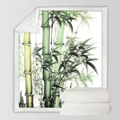 Beautiful Art Painting Green Bamboo Throw Blanket • $46.90