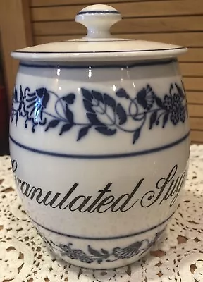 Antique German Blue Onion Porcelain Granulated Sugar Canister 8” Large Lidded • $45