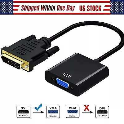 1080p Active Cable Adapter Converter DVI-D 24+1 Pin Male To VGA 15 Pin Female US • $8.45