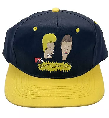 Vintage 90s BEAVIS AND BUTTHEAD MTV SNAPBACK HAT Cartoon NOS • $33.99