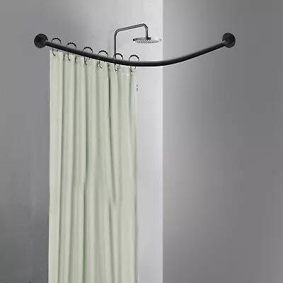 L Shaped Shower Curtain Rod Stainless Steel Bathroom Shower Pole Rail Adjustable • $42.75