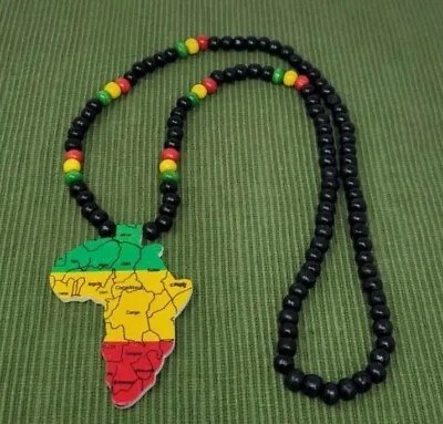 Rasta Wooden Africa Necklace Reggae Necklace African Necklace Rastafari Selassie • $14.95