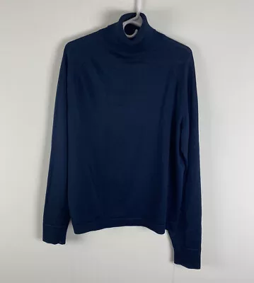 VTG Donegal Coleseta Navy Blue Acetate Polyester Turtleneck Pullover Sweater L • $24.99