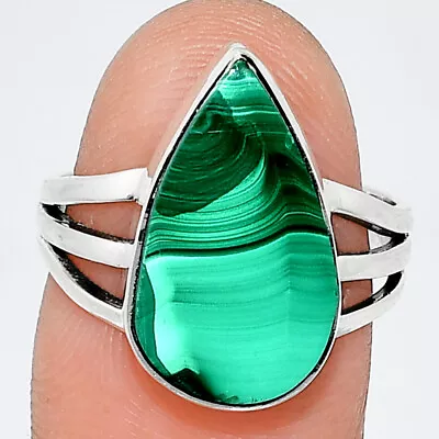 Natural Malachite Eye - Congo 925 Sterling Silver Ring S.7 Jewelry R-1003 • $8.99