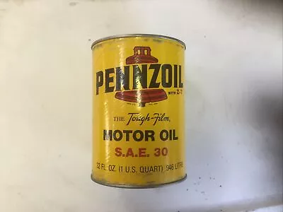 Vintage Full One Quart Pennzoil Sae 30W Motor Oil Paper Can Container • $16