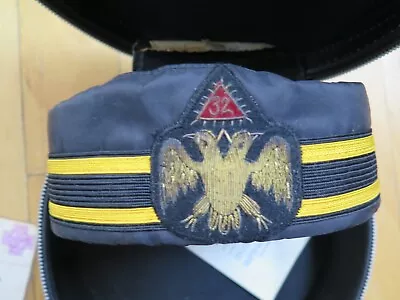 Vintage 32 Degree Freemason Masonic Scottish Rite Hat Cap & Case See All Pics  • $30