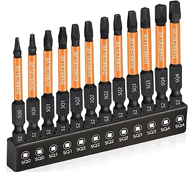 12-Pack Square Drive Bits Premium S2 Alloy Steel Square Bit Set Magnetic Heads • $9.84