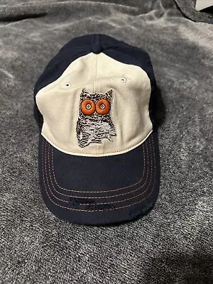 HOOTERS Owl Hat Ball Cap ADJUSTABLE Blue Distressed Relaxed Fitted • $10.95