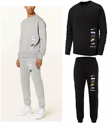 Nike Fleece Tracksuit Mens Crew Neck Tracksuit Joggers Gym Bottoms Pullover Top • $135.49