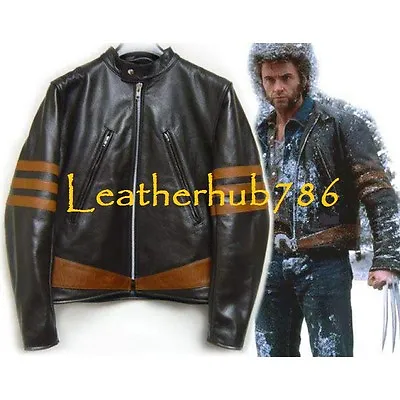 $119.99 • Buy Celebrity Wolverine X MEN ORIGINS Replica Brown Mens Lambskin Leather Jacket 373