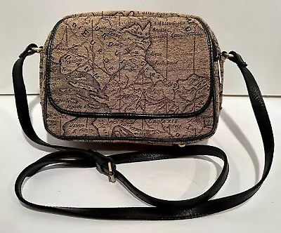 Patricia Nash Chambray Map Jacquard Crossbody Shoulder Bag Brown • $21.99