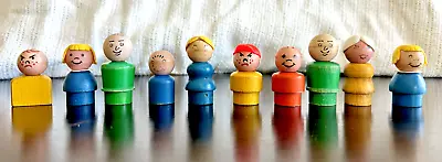 Vintage 1960's Fisher Price Little People - All Wood - Lot Of 10 • $9