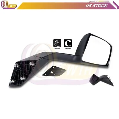 Hood Truck Mirror For 2004-2016 Volvo VNL Black Shell Mounting Plates Right Side • $54.73
