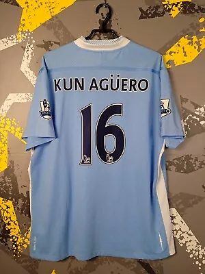 Kun Aguero Manchester City Home Football Shirt 2011 - 2012 Umbro Men 48 Ig93 • $84.99