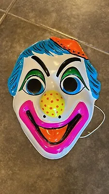 Vintage Halloween Mask Scary Clown Neons  Plastic Mask • $14