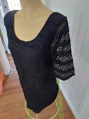 $7 • Buy Ladies Dress  , Sz 18 Short  Stretch Lace  BLack ,Ex Cond