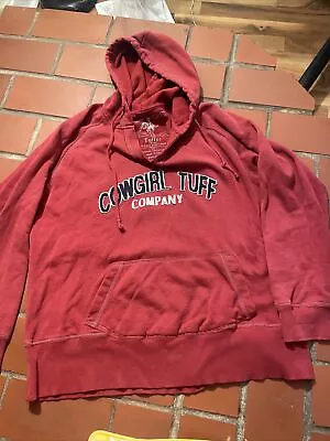 Cowgirl Tuff Hoodie Large Red Sweatshirt Pullover • $16.99