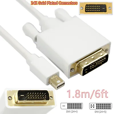 Mini DisplayPort DP Thunderbolt To DVI-D Cable DVI Video Adapter For MacBook Mac • £7.99
