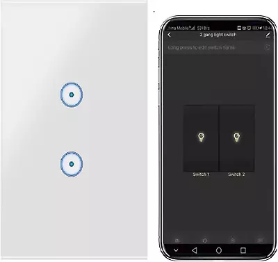Zigbee Light Switch 2 Gang Zigbee Hub Required Compatible With Ios Android  • $51.47