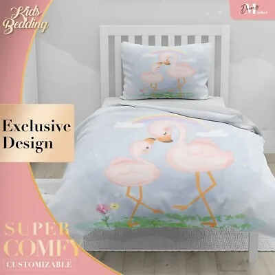 £17.17 • Buy Mommy Flamingo Art Watercolor Pink Duvet Cover Queen Size Single Double King