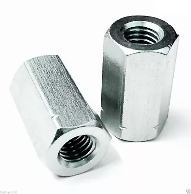 £1.19 • Buy M5 M6 M8 M10 M12 M14 M16 Long Nuts Rod Bar Connector Stud Bzp Grade 4 Din 6334