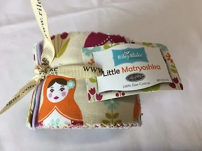 Little Matryoshka Riley Blake Cotton Honeybun 21 2.5” Strips Cream Pink Blue • $17