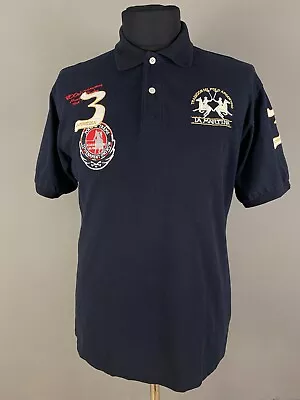 La Martina Mens Polo X-TREM Karakorum Mongolia Short Sleeve Logo 3 Blue Size 3XL • $30