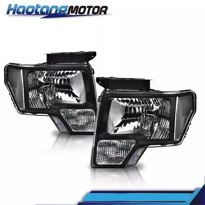 Fit For 2009-2014 Ford F150 Pickup Clear Corner Black Housing Headlights Lamps • $90.36