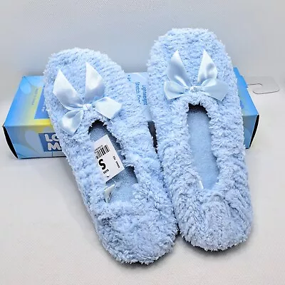 NOS Vintage Love Mates House Slippers Chenille Terry Ballerina Baby Blue Women's • $19.99