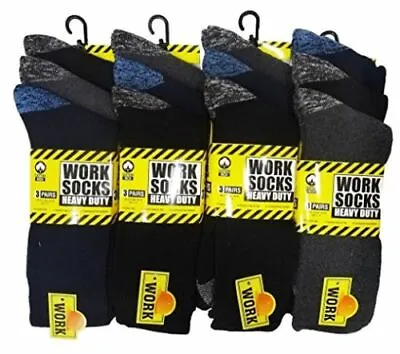 12 Pairs Mens Ultimate Work Boot Socks Size 6-14 Cushion Sole Reinforced Toe • £11.99