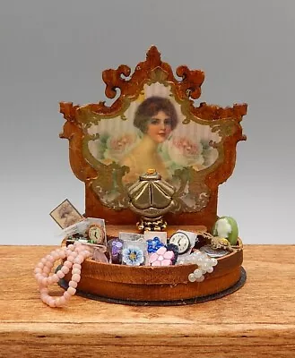 Vintage Antique Artisan Dressed Victorian Vanity Box Dollhouse Miniature 1:12 • $24.99