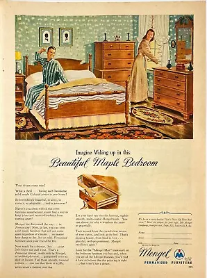Mengel Furniture Bedroom Decor Maple Wood Chest Bed Vtg Print Magazine Ad 1946 • $13.80