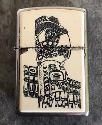 ZIPPO 2004 TOTEM POLE SCRIMSHAW LIGHTER -working Condition • £40