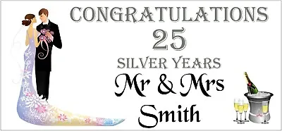 £6.95 • Buy 2 PERSONALISED 25th Silver Wedding Anniversary Banners Party Decorations 004